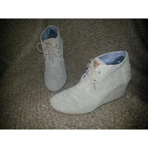 TOMS-Taupe-Moroccan Suede Wedge Desert Bootie-Size 9.5-Excellent